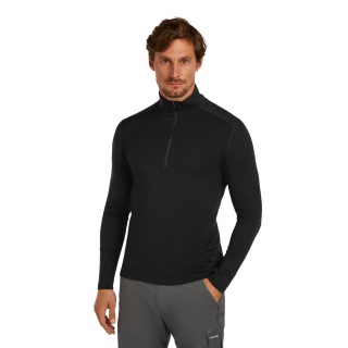 Icebreaker Bielizna termiczna Longsleeve Half-Zip 200 Oasis LS - Wełna merino, dopasowane - czarne Męskie